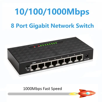 8 Port 1000Mbps Gigabitno mrežno Stikalo Ethernet Smart Preklopnik Visoko Zmogljivost RJ45 Zvezdišča Internet Cepilec za Office Šola