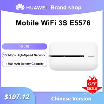 HUAWEI Mobile WiFi 3S E5576 4G LTE Usmerjevalnik 150 Mbps Odklepanje Modem, Mini Prostem Prenosna dostopna Točka Reže za Kartico Sim, Repeater 1500Mah