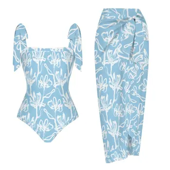 Blue Print Elegantno Kopalke 2023 Ženske Novih Modnih Kopalk Beach Poletne Počitnice zvezal Plavanje Obleke Biquini s pokrovom-up