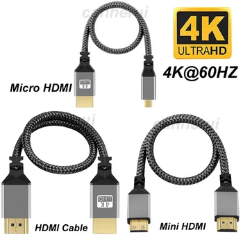 Najlon Vrvice HD 4K@60HZ V1.4 TPU HD 1080P Združljiv Mikro Mini ZA HDMI Podaljšek Moški Kabel Za Tablični RAČUNALNIK TV Kamero HDTV