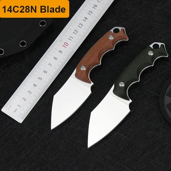 Nož Prostem Polno Tang 14C28N Fiksno Rezilo Survival Nož Prenosni Lanu Ročaj Kampiranje Taktično Lov Orodje EOS Žepni Noži