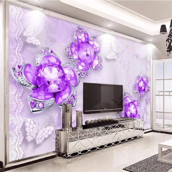 beibehang ozadje po Meri 3d photo zidana plemenito krasen vijolična nakit cvet stereo TV ozadju stene v dnevni sobi ozadje