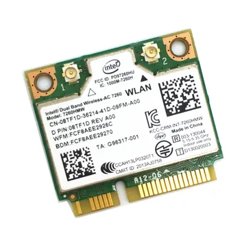 Za Intel 7260 AC 7260HMW Mini PCI-E Brezžično Kartico Wifi Dual Band 867Mbps 802.11 ac 2.4 G/5Ghz Podporo za Bluetooth 4.0