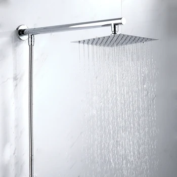 21M Juego de grifo de ducha cromado montado en la pared, cabezal de ducha cuadrado ultrafino de 8 
