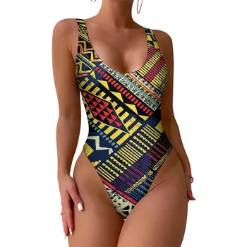 Mozaik Tiskanja Kopalke Seksi Afriški Stil En Kos Kopalke Push Up Kopalke, Eleganca Bazenu, Kopalne Obleke
