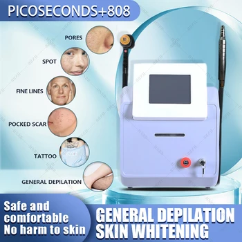 2 v 1 PicoSecond Pigment Tatoo Odstranite Napravo 808nm Diod Laserska Neboleče Odstranjevanje Dlak, Pomlajevanje Kože, Pralni