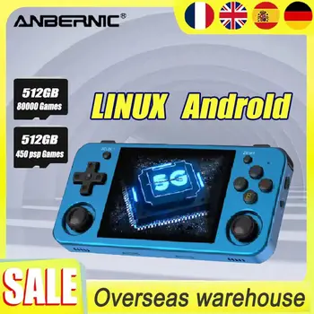 ANBERNIC RG353M RETRO Ročno Igralno Konzolo, WIFI, Bluetooth, Android in Linux 3,5-Palčni IPS Multi-touch Zaslon 512G 80000 Igre 450 PSP