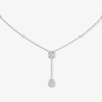 Boutique razkošje nakit, 925 srebro kaplja vode kvadratnih diamond obesek, dvojno plast žensk ogrlico, Božično darilo
