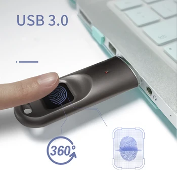 Prstnih Šifriranje USB ključek 32GB 64GB 128GB 256GB Šifriranja Strojne opreme, AES256 Kovin, Geslo, Ključ Varno Pen Drive