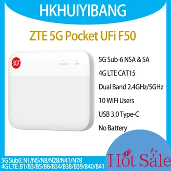 Odklenjena ZTE 5G Žep UFi F50 Mini WiFi Usmerjevalnik Dual Band 1.6 Gbps USB 3.0 Tip-C 4G LTE Cat15 SA/NSA 5G Mobilno Prenosna dostopna Točka