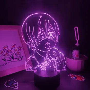 Črna Butler Anime Slika Protagonist Ciel Phantomhive 3D Svetilke Led Nočne Luči Manga Darilo RGB Spalnica nočno omarico Dekoracijo