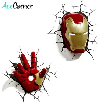 Acecorner Captain America, Iron Man, Hulk Creative 3D LED Stenska Svetilka Avengers Marvel Noč Svetlobe Fantje Otroke Božič Darilo za Rojstni dan