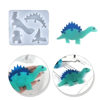 Dinozaver Hobotnica Sova Puzzle Silikonsko Plesni DIY Kristalno Smolo Živali Puzzle Okraski Epoksi Litje Plesni Otroci Izobraževalne Igre Igrača