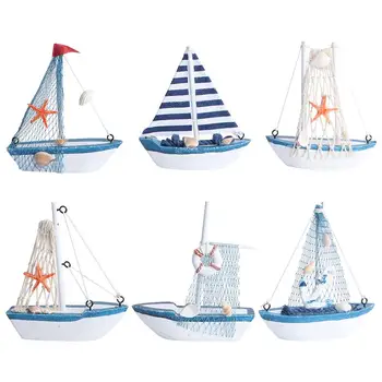 Jadrnico, Barko Dekor Lesene Model Navtičnih Mini Jadrnica Dekoracijo Plaži, Mini Ornament Figur Doma Lesa Morje