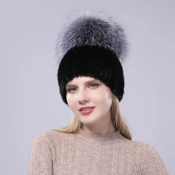 Ruski Slog Zimski Ženski Krzno Klobuk Mink Fox Plus Šivanje Plesti Linijskih Smučarskih Fahion Brezplačna Dostava