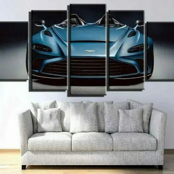 Ni Uokvirjena 5Pcs Aston Martin Modra Avto Slikarsko Platno Stensko Slike Wall Art Tisk Plakatov za dnevno Sobo, Spalnica Doma Dekor