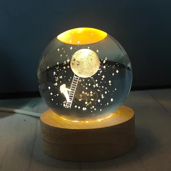 3D Kristalno namizne Svetilke Soba Dekor Zvezdnato Nebo Projektor LED Nočna Lučka Valentinovo, Rojstni dan, Darila za Napajanje USB Novosti Razsvetljava