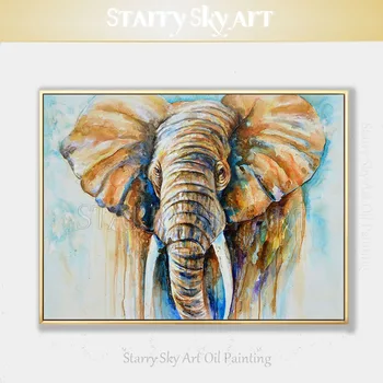 Izurjen Umetnik, Ročno poslikano Visoke Kakovosti Povzetek Živali Prostoživečih živali Slon Oljna slika na Platnu Afriškega Slona, Oljno sliko