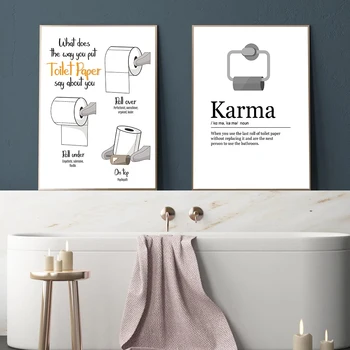 Smešno Toaletni Papir Karma Opredelitev Wall Art Platno Slikarstvo Nordijska Plakatov In Fotografij Stenske Slike Za Kopalnico Umivalnici Dekor