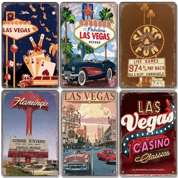 Dobrodošli v Las Vegas, Plaketo Kovinski Tin Znaki Letnik Nevada Casino Kovinski Plakat Wall Art Dekor za Bar Klub Človek Jama