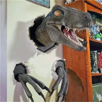 3D Dinozaver Steni Visi Dekoracijo Jurassic Dinozaver Glavo Dekoracijo Velika T-Rex Stenske Kip Steno Kiparstvo Dekor