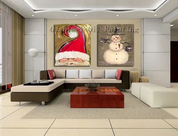 Najnovejše Ročno Sodobno Abstraktno Santa Claus Oljno Sliko Za Božični Dekor Ročno Poslikano Risanka Snežaka Platno Slikarstvo