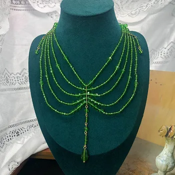 Evropski in Ameriški modni trend retro dišeče zelene kristalno ogrlica