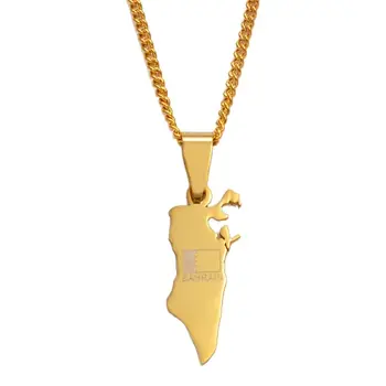 Anniyo Majhne Velikosti, kraljevine Bahrain Zemljevid Z Zastavo Zlato Barvo Obesek & Tanke Verige Ogrlice za Ženske, Nakit #012221