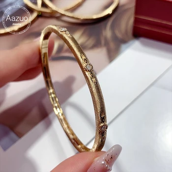 Aazuo Luxuryjewelry 18K Rumeno Zlato Natrual Diamond Skladu Bangle Za Žensko Prestižnih Modnih Poroko Udejstvovanje Stranka Luxurystyelife