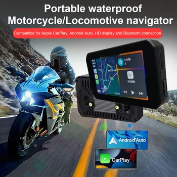5 Palčni CarPlay Motocikel Prenosni GPS Navigator, Zaslon na Dotik, IPX7 Vodotesno Brezžično Apple CarPlay Android Auto