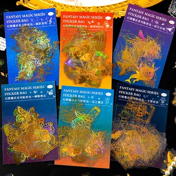 Yoofun 30pcs/paket Letnik Porjavelost Zlati Metulji Nalepke Paket Fantasy Gliding Nalepke Paket za List Scrapbooking Kartico