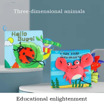 Solza Ni Prekinil Zgodnje Izobraževanje Izobraževalne Krpo Knjiga 0-1 Let 3D Živali Igrače Otroška Krpo Knjige, otroške Knjige