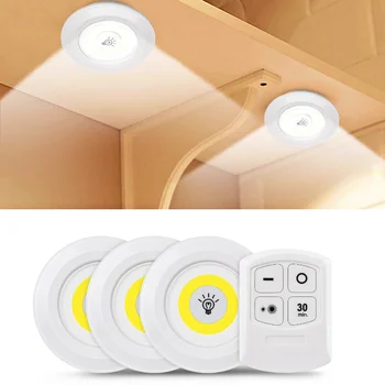 3W Super Svetla COB Pod Kabinet Svetlobe LED Nočna Lučka za Brezžični Daljinski upravljalnik Zatemniti Omaro Lučka LED Luči, Razsvetljava Omare