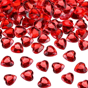 200Piece v Obliki Srca Valentinovo Akril 0.5 Palčni Poroka Ravno Nazaj v Obliki Srca Nosorogovo (Rdeča)