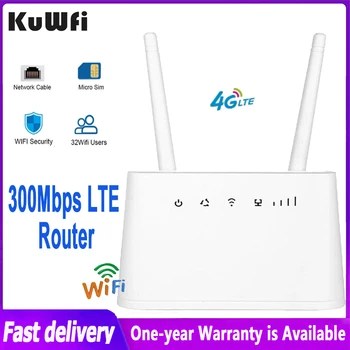 KuWFi 4G LTE Usmerjevalnik 300Mbps Brezžični Wifi Router z Režo za Kartico SIM 2 Korenine Zunanje Antene Wifi Hotspot Podporo 32 Uporabnikov
