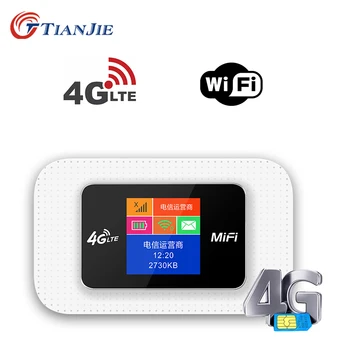 TIANJIE 150Mbps 4G Wifi Usmerjevalnik Wireless Kartica Sim LTE Modem Odklepanje Hotspot Žep Omrežna kartica Ključ Z 2100mAh Baterije