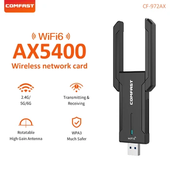Gigabit WiFi6 Adapter USB3.0 5374Mbps High Speed Triple Band 2,4/5.8/6Ghz E-šport Brezžična Omrežna Kartica AX5400 za PC Win10/11