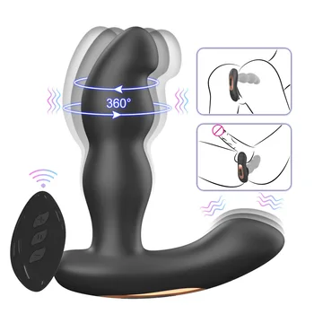 360 Rotacijski Prostate Massager Analni Vibrator Butt Plug Električni Šokantno Dildo Brezžični Daljinski Analni Čep Spolnih Igrač za Moške, Ženske