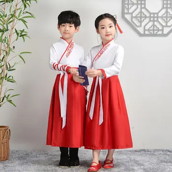Fantje In Dekleta Pomlad Novi Kitajski Slog Tradicionalnih Otrok Hanfu Letnik Vrh Obleko Določa Otroci Vlogo Igrajo Stari Kostum