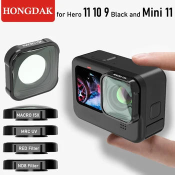 HONGDAK 15x HD Makro Filter za GoPro Hero 11 10 9 Črno za Go Pro 11 Fuksija posebnemu predstavniku Originalni Filter Mini delovanje Fotoaparata Dodatek